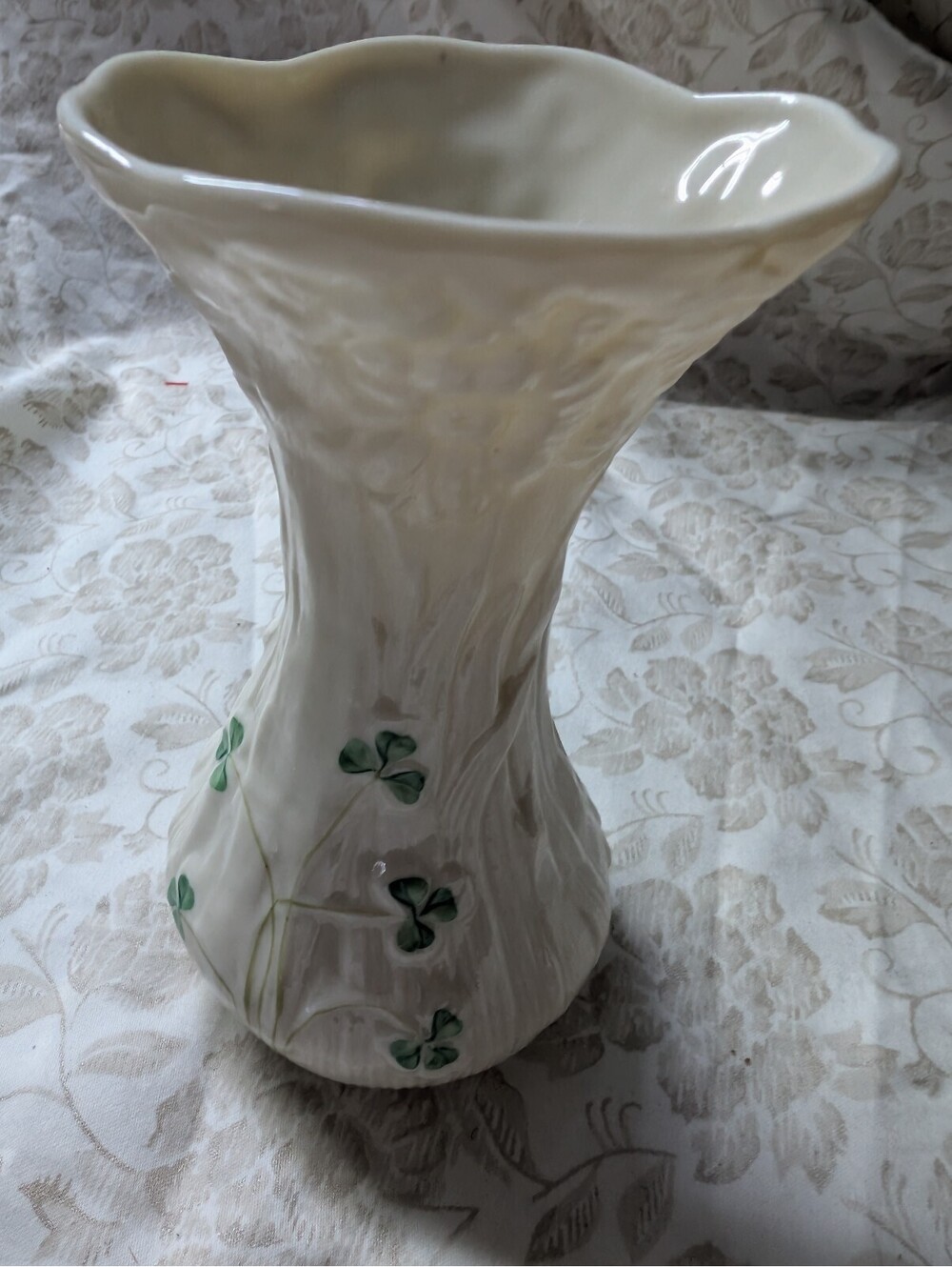 Belleek Ireland Porcelain Vase with Shamrock Design